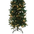thumbnail image 5 of 6.5FT Prelit Christmas Tree with 719 Branches, Pencil Flocking Tied Light Christmas Tree with 250 Clear Lights, Metal Hinges & Foldable Base, Skinny Xmas Tree for Home, Office, Party Holiday, 5 of 9