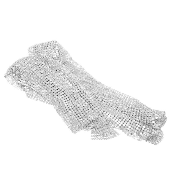 ADDHAT 1Pcs Sequins Neck Tie Scarf Sparkly Scarves for Women Silver Long and Thin Party Wear Cloth Material