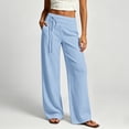 thumbnail image 2 of Gunia Women'S Wide Leg Pants High Waisted Palazzo Elegant Pleated Pants Casual Flat Front Elastic Waist Breathable Comfort Summer Flowy Pants, 2 of 4