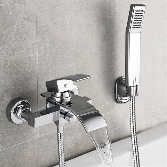 Tub Faucet, Wall Mount Bathtub Faucets with Hand Shower Chrome Finish