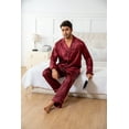 thumbnail image 5 of Onimisc Mens Satin Silky Pajamas Set Long Sleeve Satin Pajamas for Men Sleepwear Button Down Pjs Set 2 Pieces, 5 of 7