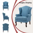 thumbnail image 4 of UIXE High Back Accent Chairs Set of 2, Upholstered Armchair in Fabric with Solid Wood Legs, Retro Arm Chair Comfy Single Sofa Reading Seat for Living Room, Sky Blue, 4 of 6