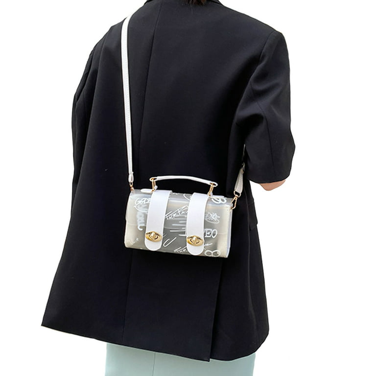 Summer Jelly Bags Woman Mini Cute Clear Shoulder Bag Chain Transparent Messenger  Bags Girls Small Casual Fashion Handbags(White) 