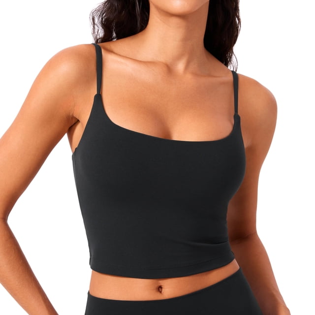 Sujetador deportivo CRZ YOGA Butterlift para mujer, cuello redondo, negro, talla S