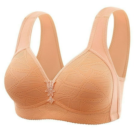 Ecqkame Supportive Bras for Women No Underwire Wireless Push Up Bra Full Coverage Lifting Comfort Everyday Bras B-1PC Khaki L on Clearance