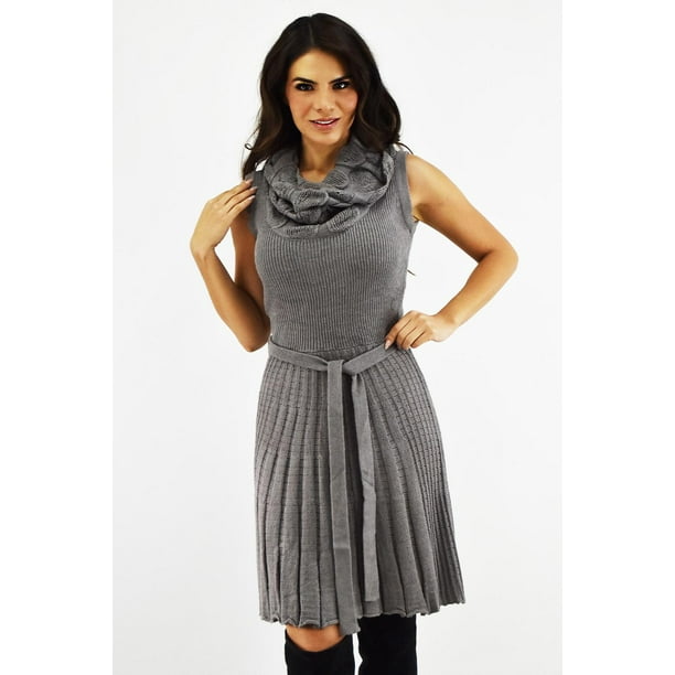 Vestido tejido cuello cascada Roman Fashion /Juvenil, 32162 (Gris) gris G