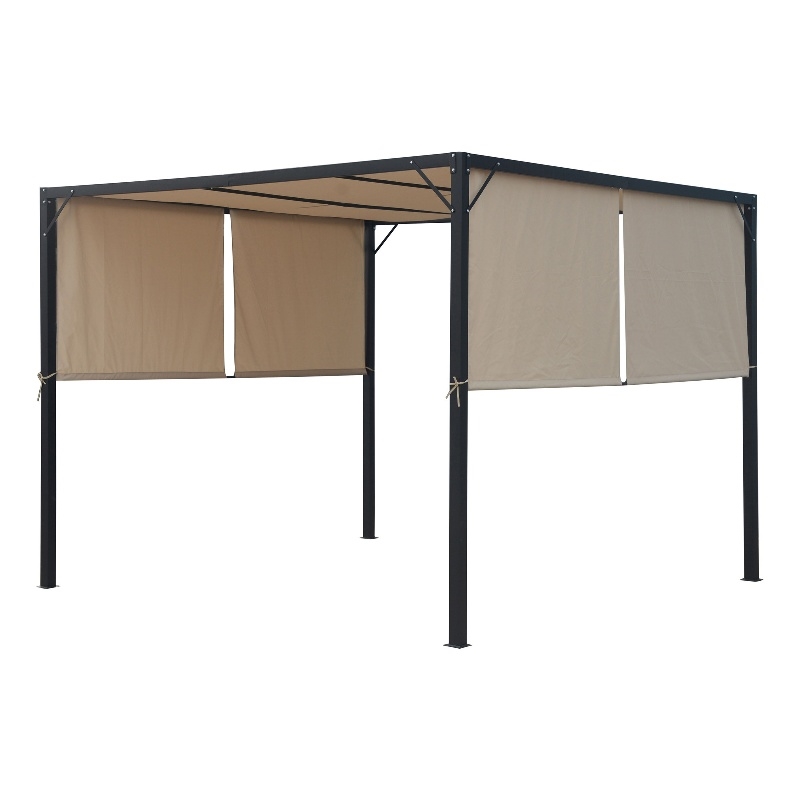 Noble House Westray Outdoor 114x114" Fabric Pergola Gazebo with Canopy