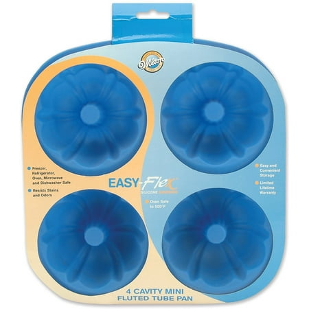 - 2105-4827, Wilton Silicone Bakeware, 4 Cavity Mini Fluted Tube Pan