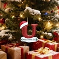 thumbnail image 4 of Lilgiuy 26 Letter Ornaments Red Personalized Xmas Alphabet Letters Pendant A to Z Acrylic Hanging Christmas Tree Decorations Holiday Decorative Ornament for DIY Crafts Home Party Decor, U, 4 of 6