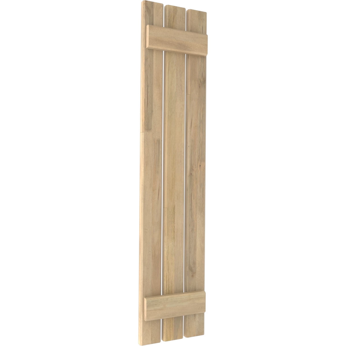 Ekena Millwork 11 1/2"W x 49"H Americraft Three Board (2 Batten) Exterior Real Wood Spaced Board-n-Batten Shutters (Per Pair), Unfinished