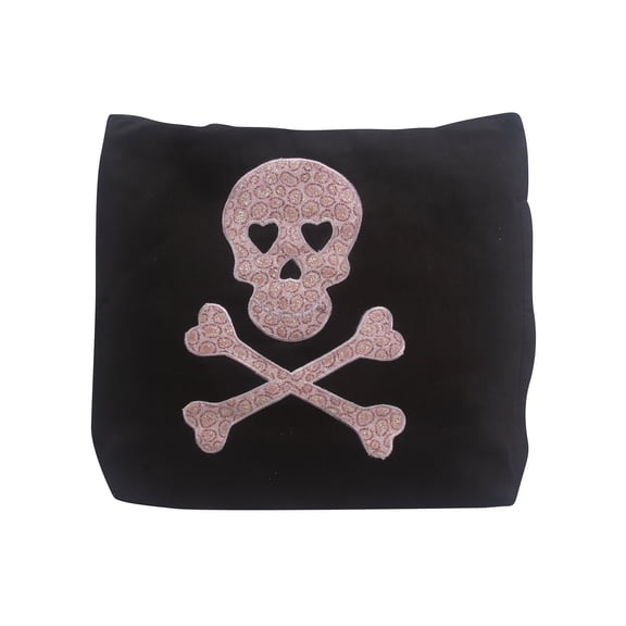 Clover Pink Skull Tote Bag, Black