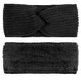 thumbnail image 5 of 2Pcs Knit Ear Warmer Headband for Women Fuzzy Wool Fleece Lined Head Wrap Winter Headbands for Women Cold Weather, 5 of 7
