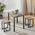 thumbnail image 3 of Yaheetech Industrial 3-Piece Dining 29.5" Table Set w/ 2 Stools for Kitchen, Dining Room, Gray, 3 of 8