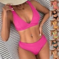 thumbnail image 2 of Vhkiploz Summer Bikini SwimSuits for Women 2 Piece Solid Color Splited Bathing Suits High Cut Sports Drawstring Swimwear Sports Surf Suits SwimSuits, 2 of 6