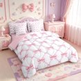 thumbnail image 2 of Manfei Girly Bowtie 7-Piece Twin Bedding,Cute Pink Bow Bedding Comforter Set,Pink Reversible, 2 of 7