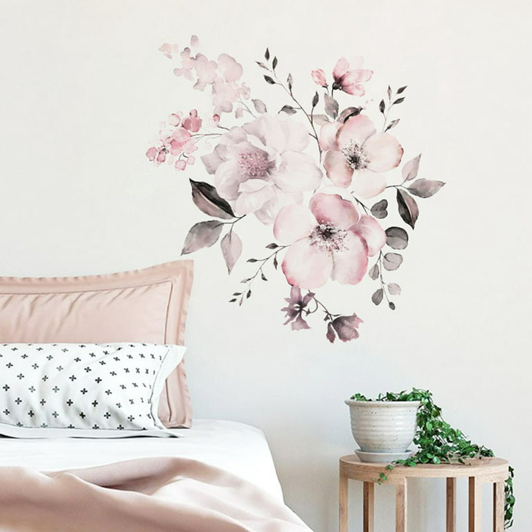 Yirtree Peony Flowers Bedroom Wall Decor, White&Pink Floral