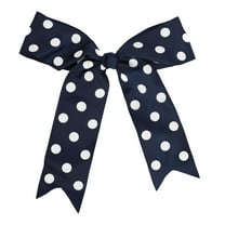 Motique Accessories Polka Dot Jumbo Bows with Tails for Women 1 Piece (Navy Med Polka)