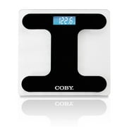 Coby Bluetooth Digital Glass Body Weight Bathroom Scale with Step-On Technology, BMI Calculator, Large Bright Blue LCD Display, 400 Pounds, Crystal Clear