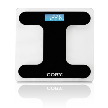 Coby Bluetooth Digital Glass Body Weight Bathroom Scale with Step-On Technology, BMI Calculator, Large Bright Blue LCD Display, 400 Pounds, Crystal Clear