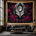 thumbnail image 6 of Silver Moth Under Full Moon and Magenta Roses, Mystical Gothic for Dark Art Lovers, Lunar Wall Art, Halloween Gift, Tapestry Wall Hanging for Bedroom and Living Room, 6 of 7