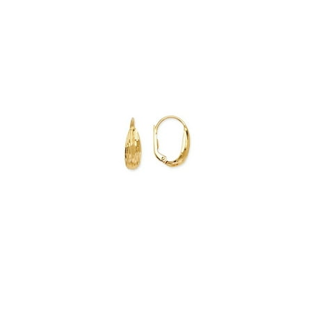 Ribbed Lever - 14k Yellow Gold Fancy Ribbed Lever Back Earrings - 2.1 Grams