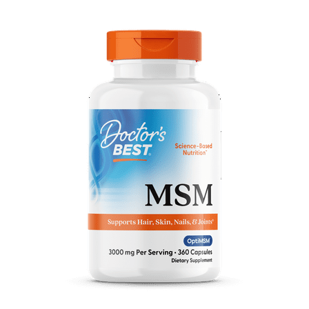 Doctor's Best MSM with OptiMSM, Non-GMO, Gluten Free, Joint Support, 1000 mg, 360 Caps