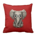 thumbnail image 1 of ARTJIA Wearing Cute Baby Elephant with Reading Glasses Eye Pillowcase Cushion Cover 16x16 inches, 1 of 1