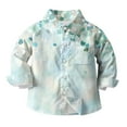 thumbnail image 4 of Chemise à Manches Longues Imprimée pour Garçons, Mélange Coton-Spandex, Col Rabattu, Vert Menthe, Tissu Doux et Respirant, Tenue Décontractée pour Usage Quotidien Ou Fête d'Anniversaire, 4 of 5