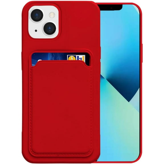 for Silicone Wallet Case iPhone 12 Pro Max Case with Card HolderShock-Absorbing,Never Broke Soft Slim Wallet Case Holder Compatible with for Women and Men-Red