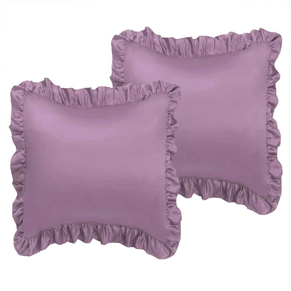 Satin Pillowcase King Ruffled Pillow Shams Set of 2 Silky Sateen Pillow