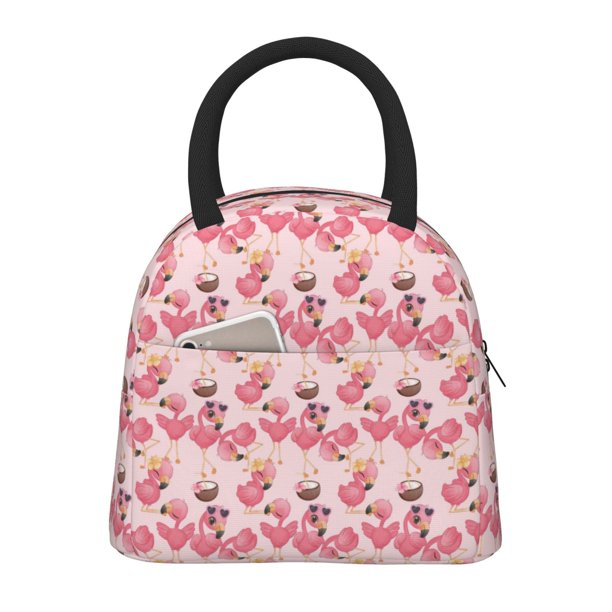 Easygdp Summer Flamingo Bolsa de Almuerzo Insulada Grande, Forro de Aluminio, Diseño Espacioso, a Prueba de Fugas, Ideal para Trabajo, Picnics, Viajes y Actividades al Aire Libre