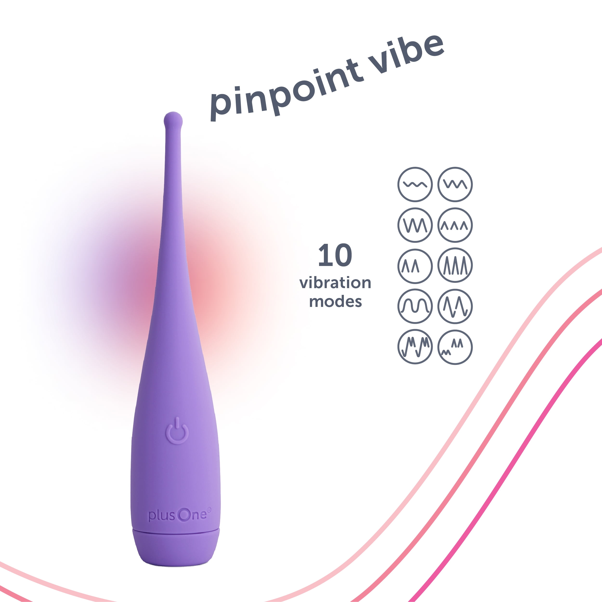 plusOne Pinpoint External Vibrator, 3 Different Tip Attachments, 10 Vibration Settings