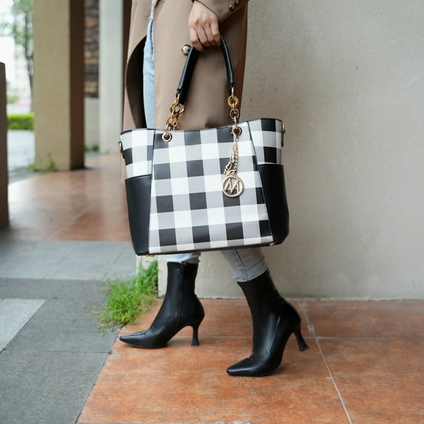 Mkf collection bonita checker tote & wallet set hotsell