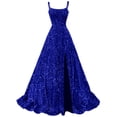thumbnail image 1 of Vestido de fiesta Fu Jiang 2025 con tirantes finos, lentejuelas, azul real, 1 of 4