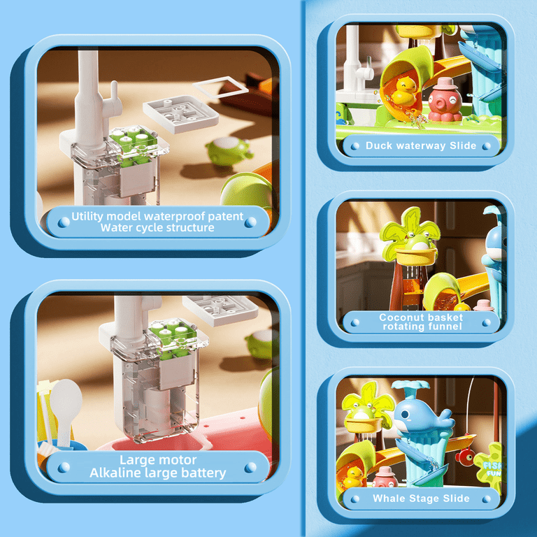 KEYAHAPPY 4-in-1 Water Table, Kitchen Sink & Fishing photo 6