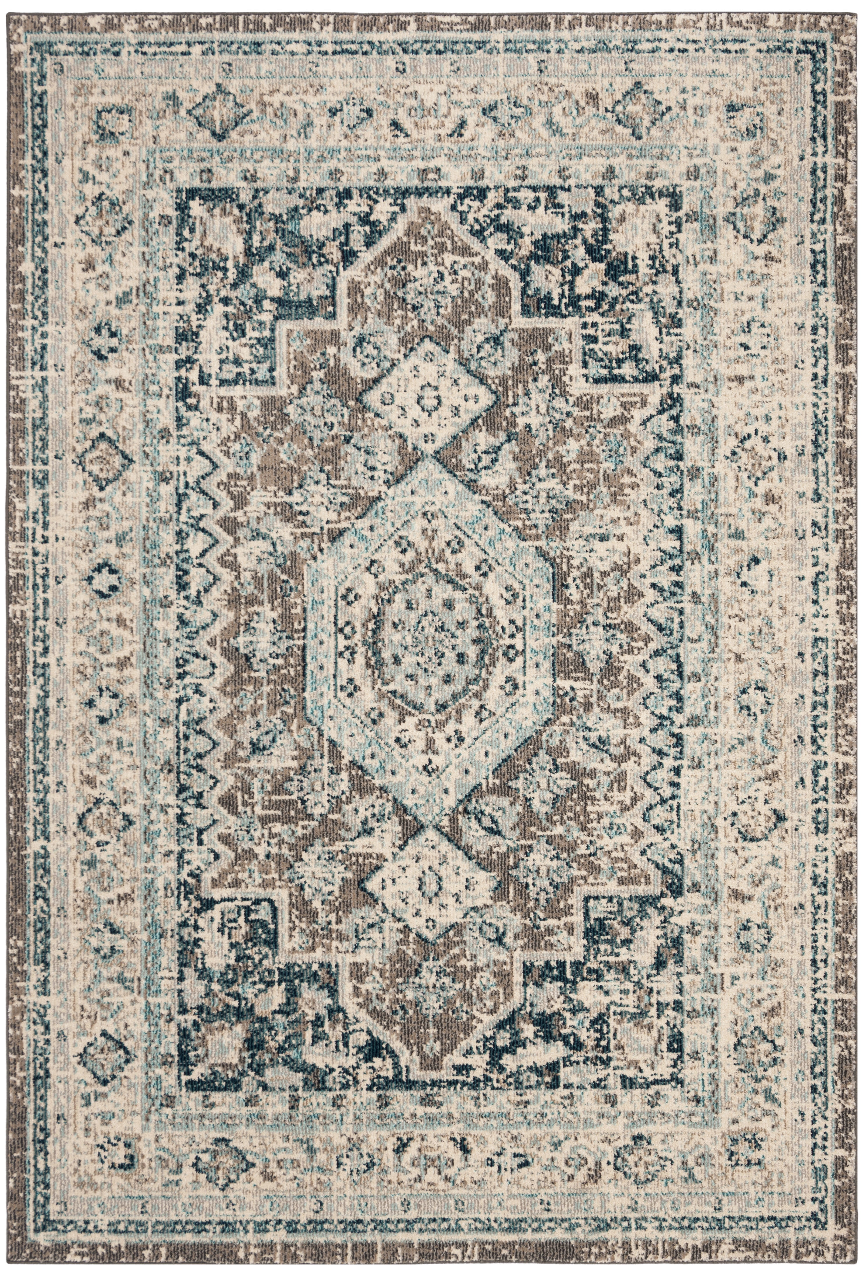 SAFAVIEH Phoenix Phylliss Border Area Rug, Grey/Blue, 4' x 6'