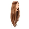 thumbnail image 3 of Cabeza de maniquí de pelo largo de color marrón claro para práctica de peluquería, cosmetología, cosmetología, 3 of 14