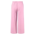 thumbnail image 5 of CPNG Girls Daily Casual Baggy Solid Color Pants Teen Girls Straight Soft Pants Loose Pockets Elastic Waist Pants(Pink,14-15 Years), 5 of 5