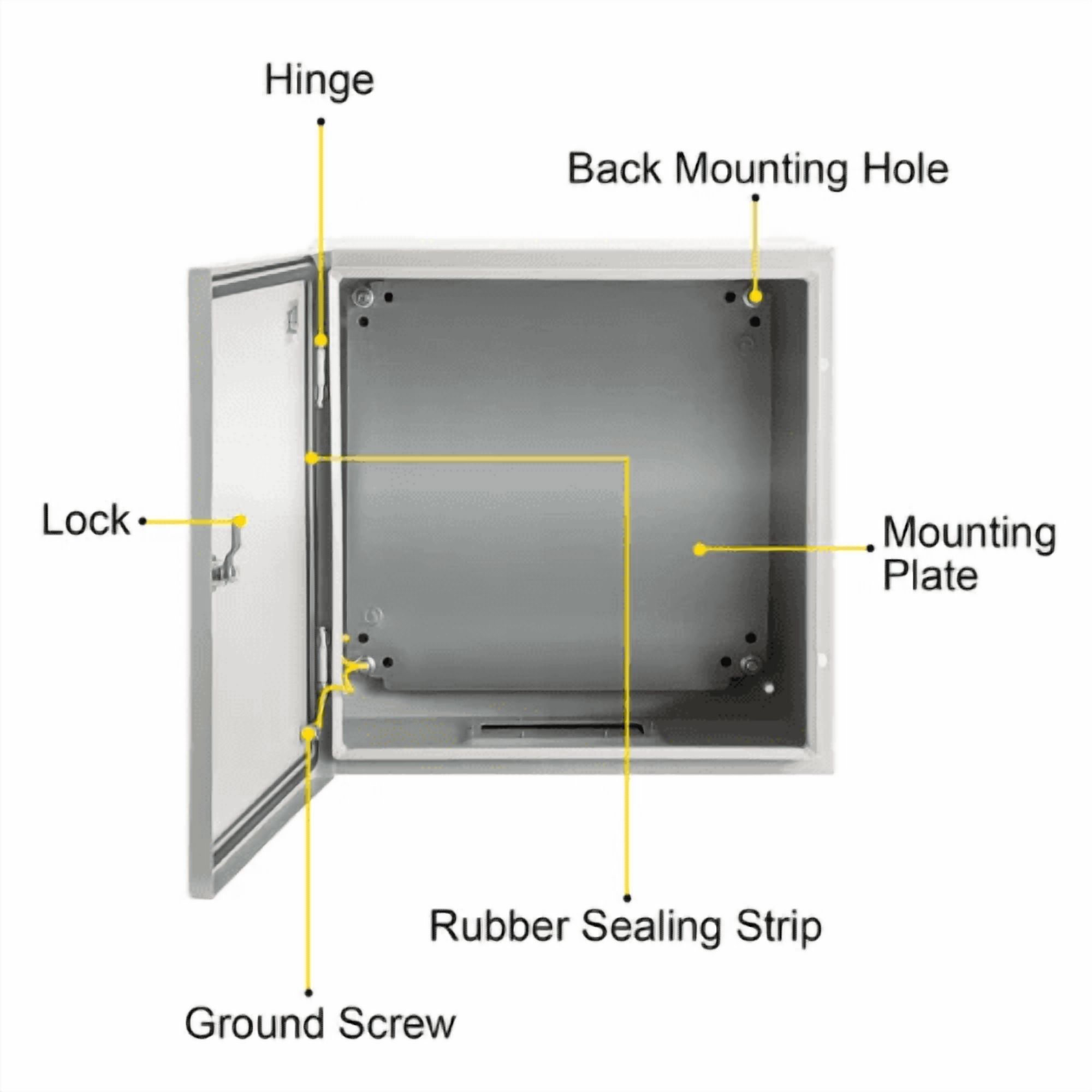 NEMA 4X Carbon Steel Enclosure 20 x 20 x 6'' Electrical Junction Box