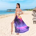 thumbnail image 6 of FORMRS Womens Long Sarong Beach Wrap Semi-Sheer Bikini Skirt Bathing Swimsuit Cover Up, Pink Digital Art, 6 of 7