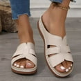 thumbnail image 2 of Modstep Orthopedic Wedge Sandals for Women Hollow Out Low Heel Non Slip Slide Shoes Wide Width Beach Slippers with Arch Support Beige 8.5, 2 of 7