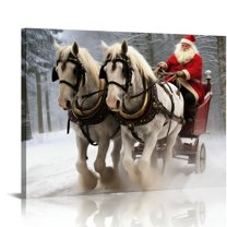 JEUXUS IDEA4WALL Canvas Wall Art Christmas Santa Claus Decor Painting Artwork for Home Prints Framed - 20x16in