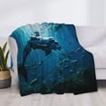 thumbnail image 3 of Yiaed Ocean Dolphin Fish School Print Blanket Throw Blanket Soft Cozy Flannel Blanket for Home Bed Sofa Couch Chair-50"x40", 3 of 6