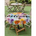 thumbnail image 4 of Outdoor Tablecloth with Umbrella Hole for Patio/Picnic/Party/Camping, Summer Floral Waterproof Table Cloth Round Cover Washable, Welcome Colorful Daisy Flowers Farmhouse Wooden (Dia 54"), 4 of 9