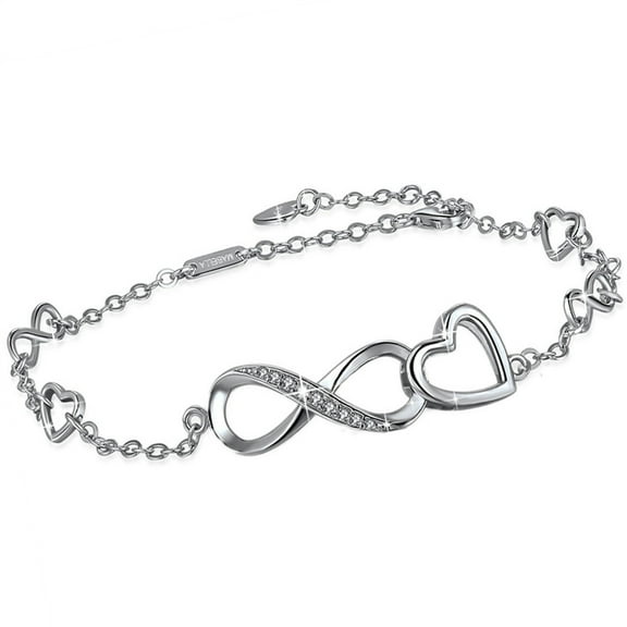 Devuggo Infinity Endless Love Heart Adjustable Bracelet, Sterling Silver Jewelry Gifts for Women Girl