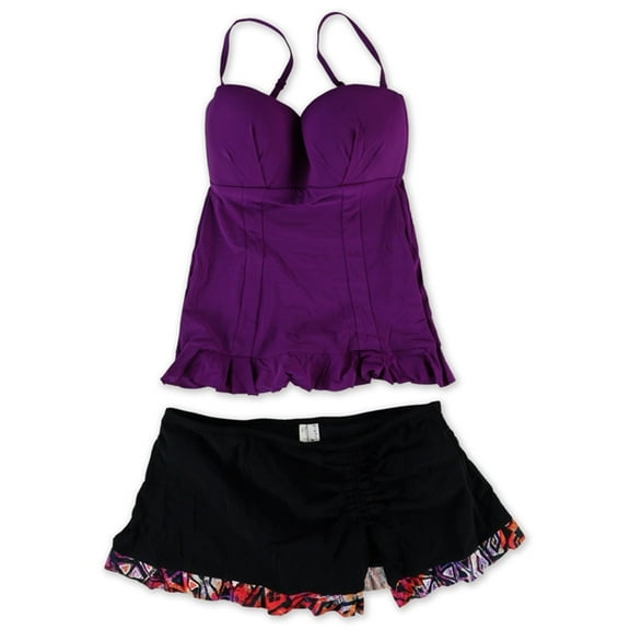Profile Womens Starlet Ruffle 2 Piece Tankini, Purple, 6