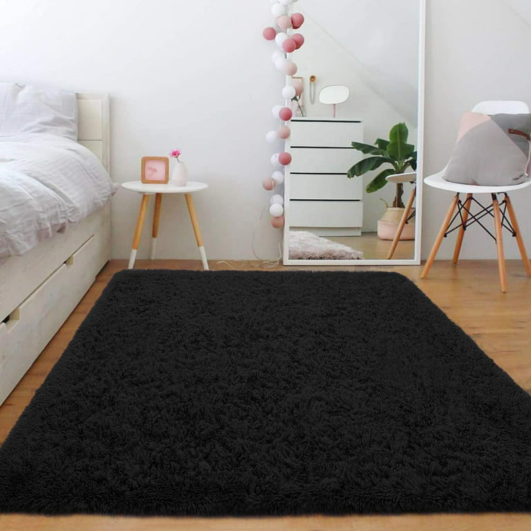 Noahas Fluffy Rugs for Bedroom,4x6 Brown Fluffy Bedroom Rug,Thick Fuzzy  Area Rugs for Living Room,Soft Kids Carpet,Non Slip Rugs for Hardwood