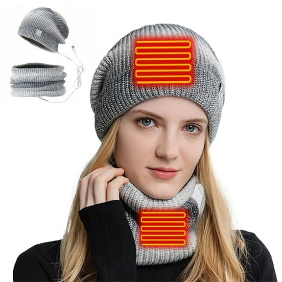 FitBest Winter Warm Knitting Tie-dyed Hat Scarf Suit(Gray,One Size Fits All)