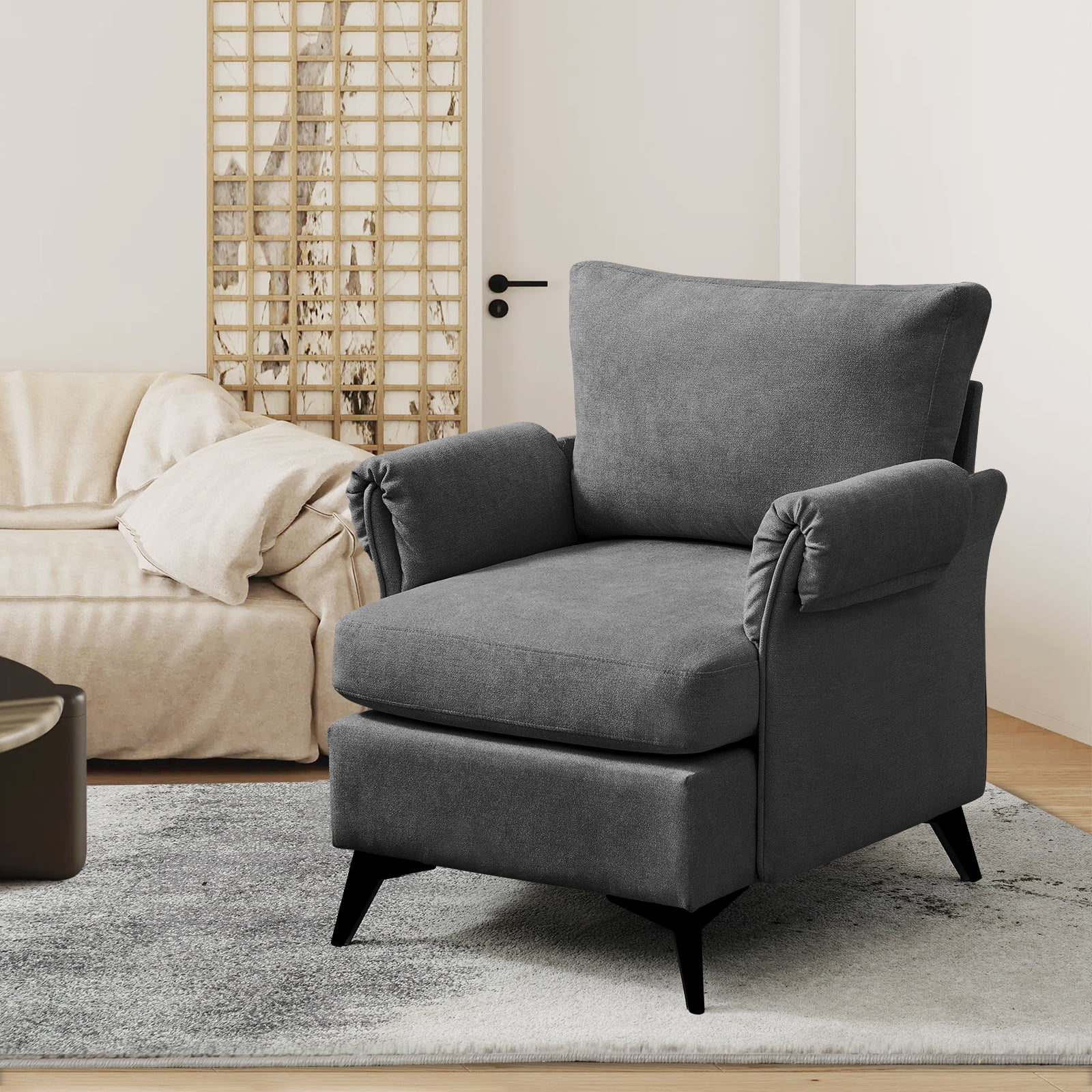 Fairyland Velvet Fabric Accent Chairs, Modern Armchair for Small Space, Upholstered Comfy Single