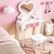 thumbnail image 1 of Set de Mesa de Tocador y Taburete para Niños Costway con Espejo en Forma de Corazón Blanco, 1 of 3
